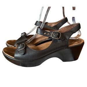 Dansko Womens Size 38 US 7.5- 8 Shoes Joanie Black Leather Slingback Sandals